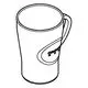 Einfaches Teeglas mit einem Henkel, das ein markantes Design von Grohe aufweist. Die Oberfläche zeigt eine geschwungene Form und ist oben offen.