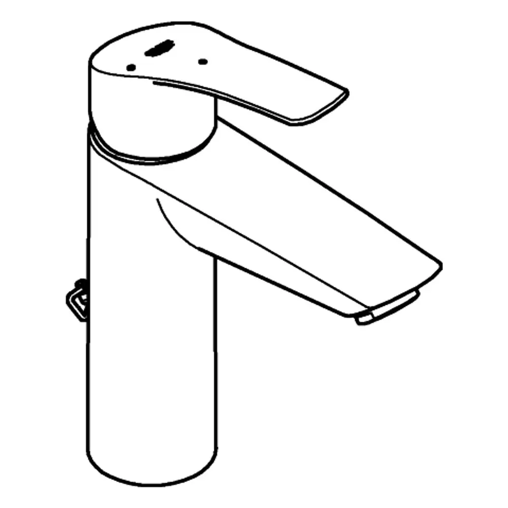 Ein Grohe-Wasserhahn mit flachem Griff und schmalem Auslauf, ideal für moderne Badezimmer. Das Design ist einfach und funktional, ohne sichtbare Bedienelemente.