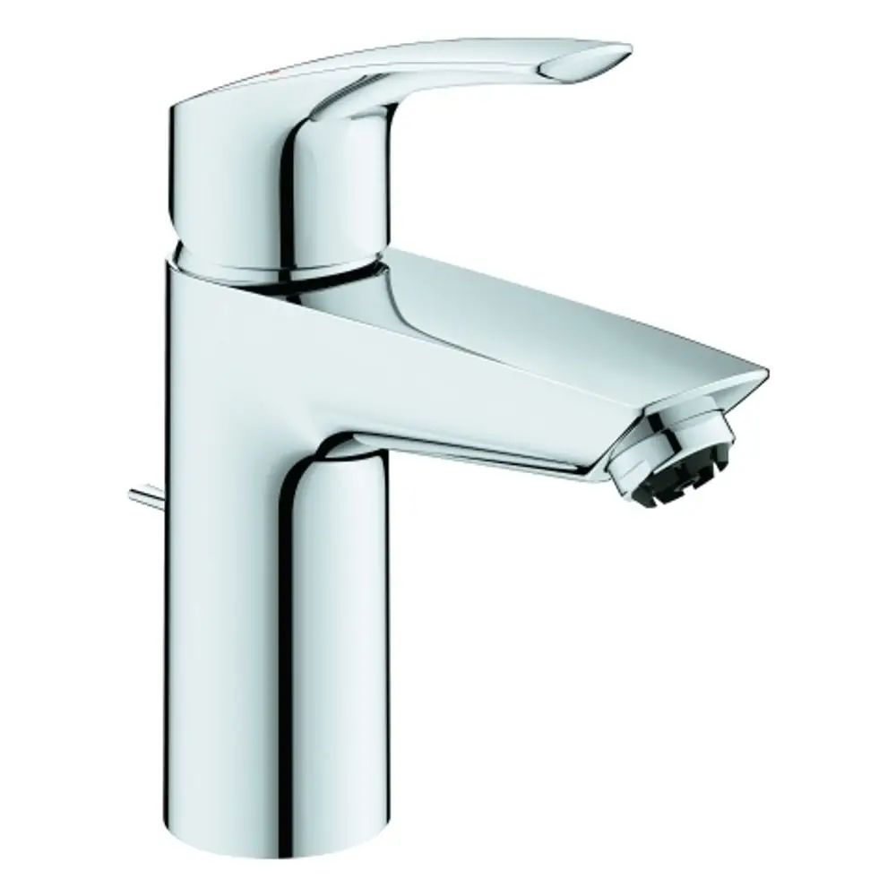 Küchen- oder Badarmatur von Grohe mit einem schlichten, verchromten Design und einem leicht zu bedienenden Hebel für die Wasserregulierung.