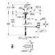 Diagramm einer GROHE Armatur mit technischen Zeichnungen, Maßen und Anschlüssen für den Wasseranschluss. Sichtbare Winkel und Durchmesser sind dargestellt.