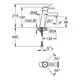 Grohe-Waschtischarmatur mit mittelhoher Ausführung, klarer Körper, chrom, Maßzeichnungen mit Details zu „max. 30 mm“ und „G 3/8“ Anschluss.