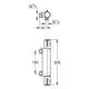 Schematische Darstellung einer Grohe-Brausebatterie mit verschiedenen Anschlussmaßen und einem seitlichen Anschluss.