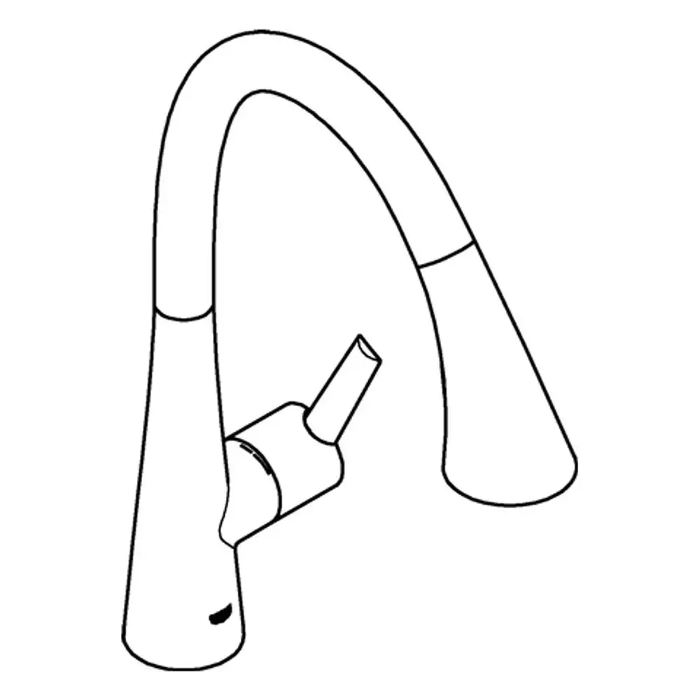 Grohe Wasserhahn mit hohem gebogenem Auslauf und einem Hebel, ausgestattet für die Auswahl von drei Wasserstrahlarten in einem schlichten Design.