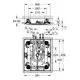 Grohe Deckenbrause mit verschiedenen Strahlarten, dargestellt in einem technischen Diagramm mit Maßen und Installationsdetails.