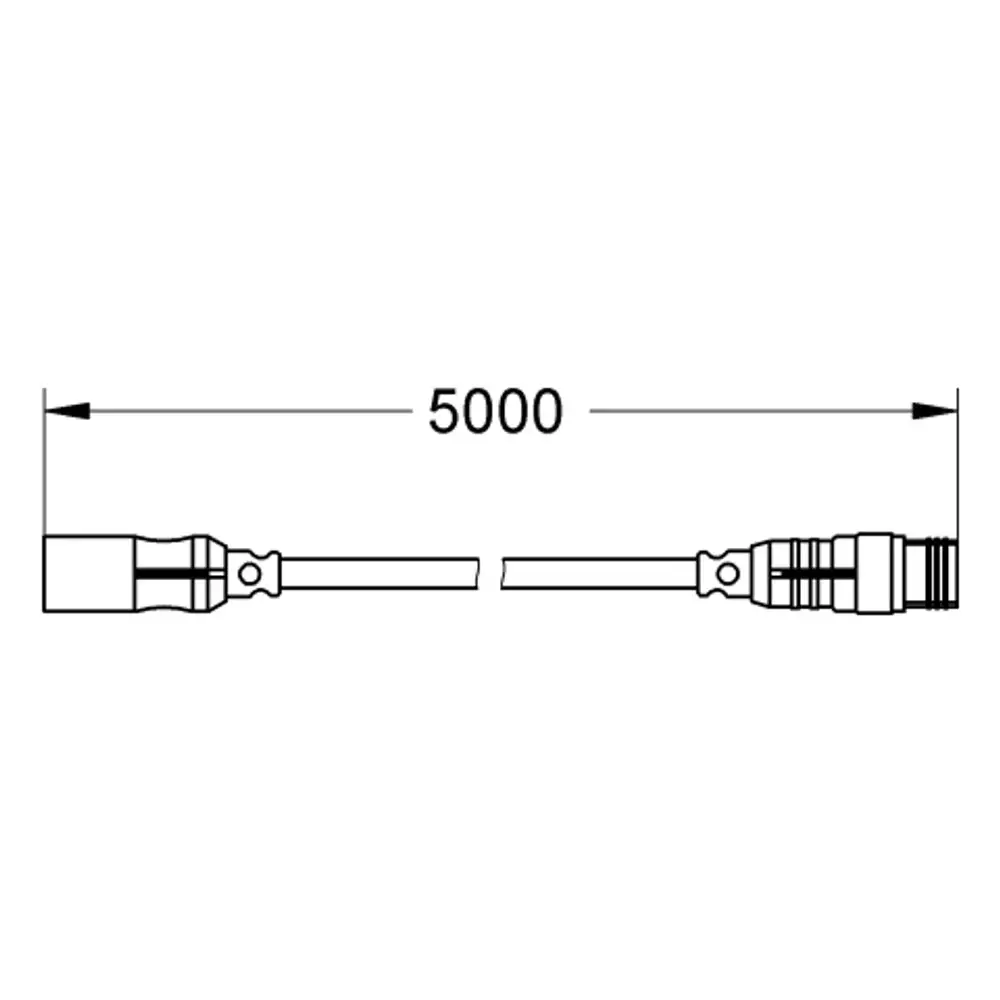 Diagramm eines Grohe Verlängerungskabels mit zwei Anschlüssen, die durch eine Linie verbunden sind. Die Maßangabe ist nicht sichtbar.