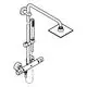Duschsystem von Grohe mit einer Handbrause und einer Überkopfbrause, verbunden durch eine Thermostatbatterie, montiert an einer Wand.