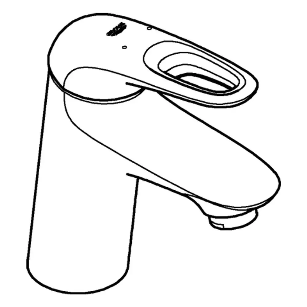 Faucet mit glattem Körper in Chromoberfläche von Grohe. Die Armatur hat eine abgerundete Form und einen integrierten Auslauf.