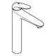 GROHE Armatur in chrom mit langem, geschwungenem Griff und auslaufendem Wasserhahn. Die Form ist modern und funktional gestaltet.