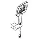 Verstellbarer Wandhalter für Dusche mit chromfarbener Oberfläche, ausgestattet mit Duschkopf und Handgriff, von Grohe.