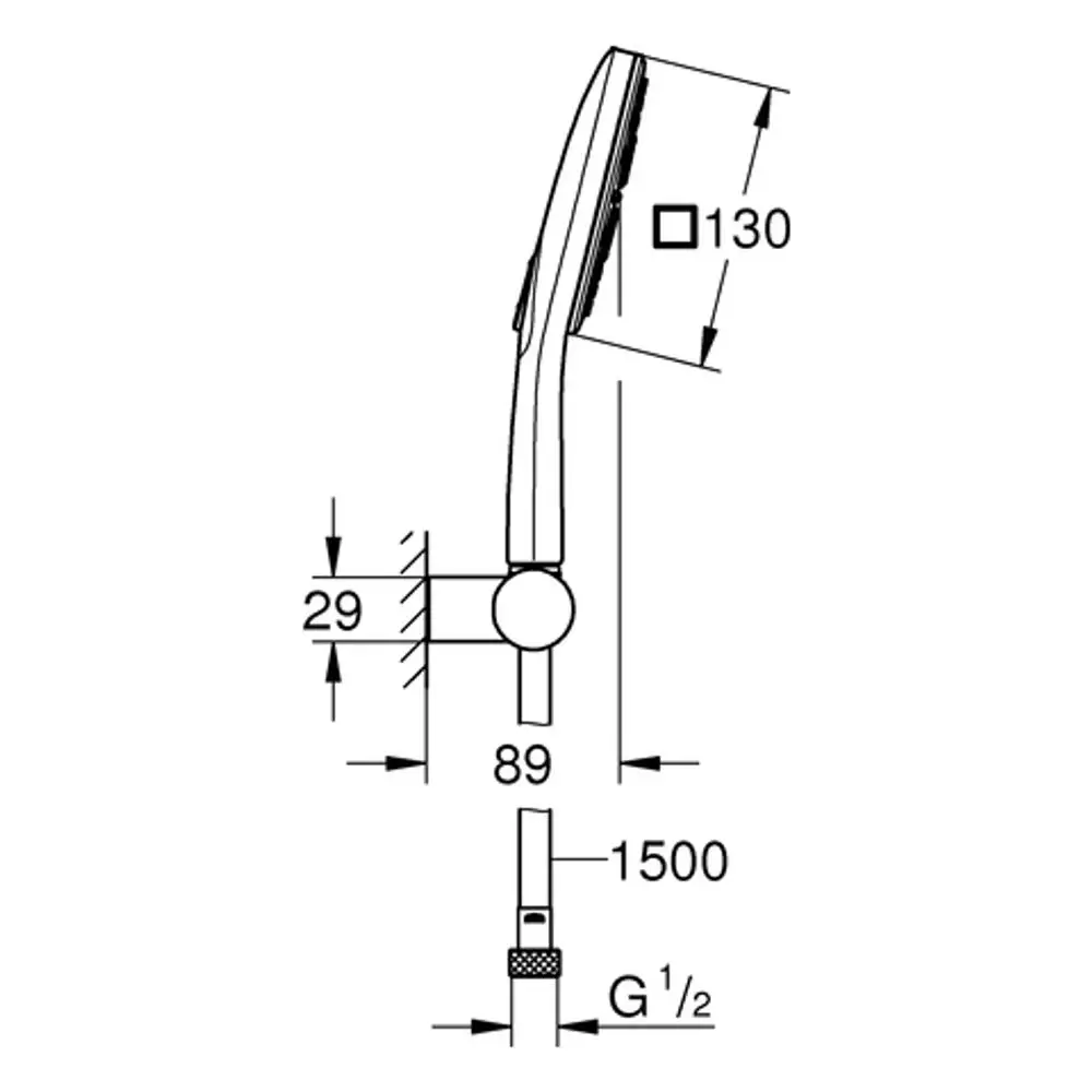 GROHE Wandhalterset mit verstellbarem Halter, abgerundeter Form und integrierter Schlauchführung. Geeignet für Duschköpfe, Anschluss G ½“.