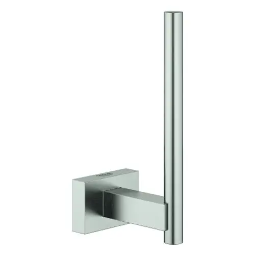 Wandmontierter Papierhalter aus Edelstahl von Grohe, mit rechteckiger Basis und vertikalem Halter, in schlichtem Design ohne sichtbare Befestigungen.
