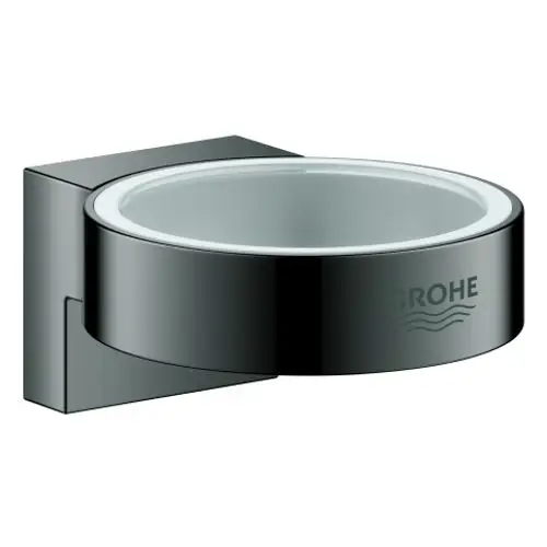 Wandhalterung von Grohe in einer mattschwarzen Ausführung, geeignet für die Montage eines Glases oder Seifenspenders. Runde Form mit ansprechend gestaltetem Halter.