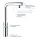 GROHE Küchenarmatur mit herausziehbarer Brause. Enthält Funktionen zur präzisen Wassersteuerung und starke magnetische Andockfunktion. Blei- und nickelfreies Trinkwasser. Werkzeuglose Montage.