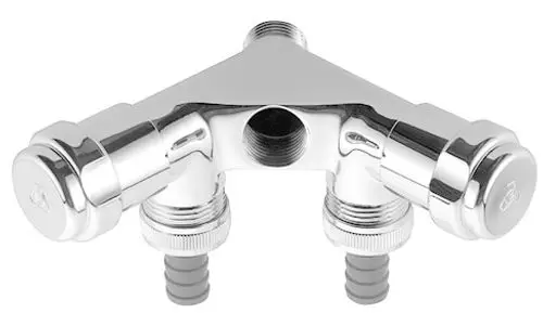 GROHE Ventil in chromfarbenem Finish mit drei Anschlussmöglichkeiten, geeignet für Wasserleitungen, mit Rückflussverhinderer.