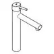 Chromfarbener Wasserhahn von Grohe, mit einem langen, geraden Auslauf und einem runden Bedienhebel oben. Das Design ist modern und funktional.