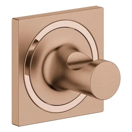 GROHE Haken in gebürstetem Warm Sunset-Finish, runde Form auf quadratischem Grund, geeignet zur Wandmontage, für Bademäntel oder Handtücher.