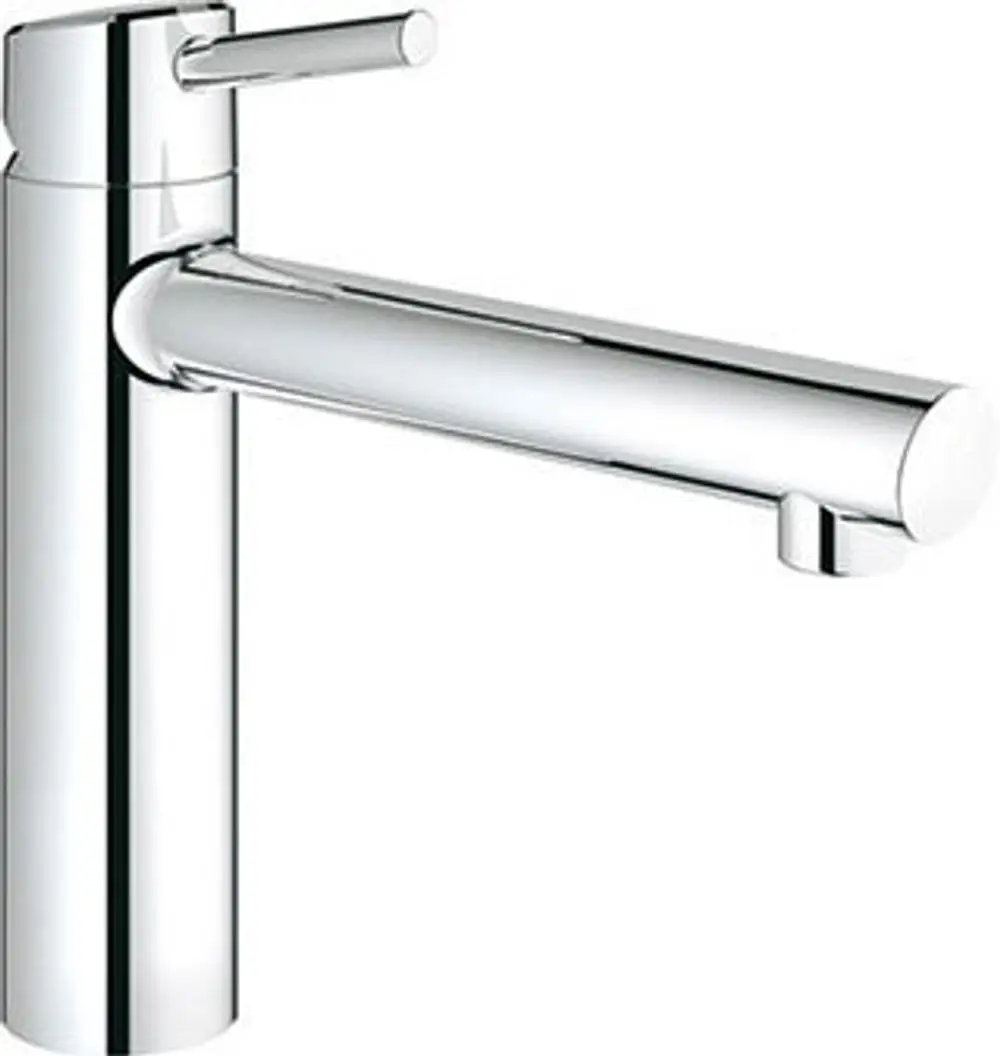 Kromfarbene Grohe Armatur mit mittelhohem Auslauf und einem Hebel zur Regulierung des Wasserflusses. Ansprechendes Design für moderne Badezimmer.