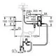 Diagramm eines Grohe Umrüstsets zur Fuß-Aktivierung für SPT-Batterien, mit verschiedenen Anschlussmöglichkeiten und Abmessungen.