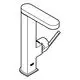 Grohe-Wasserhahn mit Hebel in chrom, der eine Push-open-Funktion bietet. Die klare Form und das Design sind funktional und modern.
