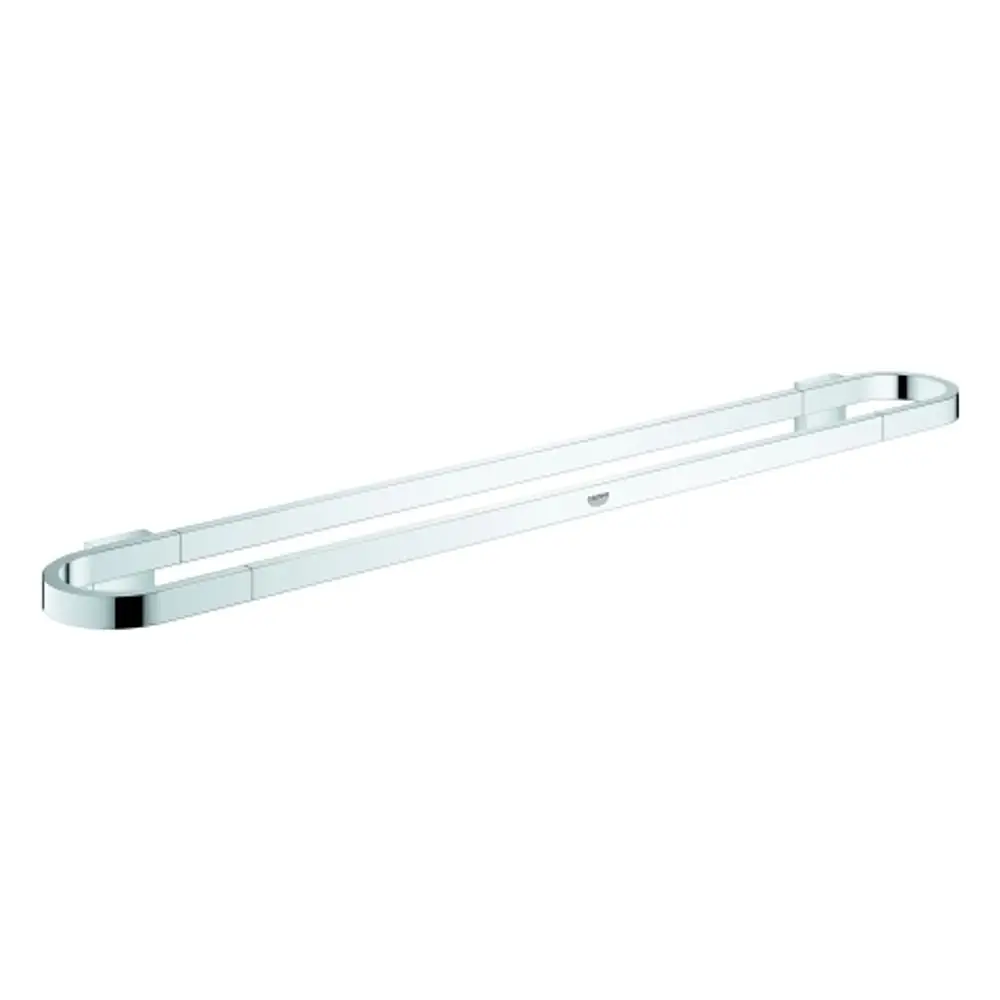 Grohe Badetuchhalter in verchromtem Metall, länglicher und schlanker Design, mit abgerundeten Kanten, montierbar an der Wand.