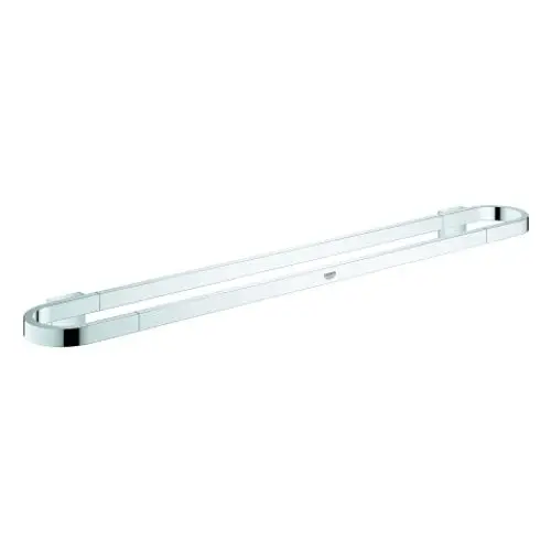 Grohe Badetuchhalter in verchromtem Metall, länglicher und schlanker Design, mit abgerundeten Kanten, montierbar an der Wand.