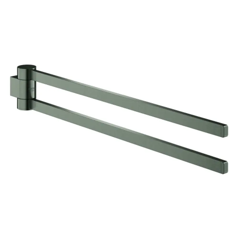 GROHE Handtuchhalter aus Metall, zwei Arme, schwenkbar, in dunklem Graphit, für die Wandmontage geeignet.