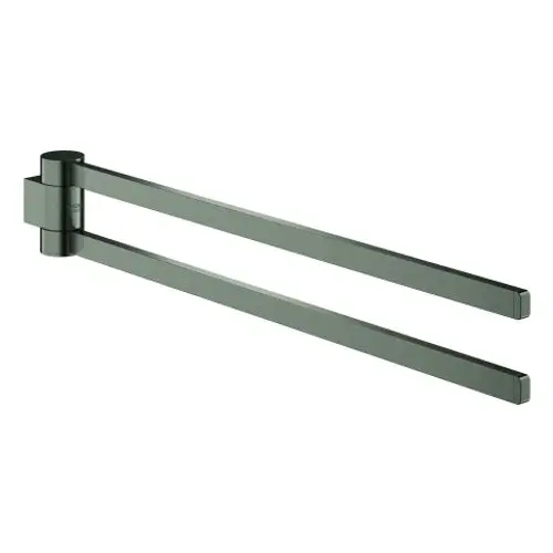 GROHE Handtuchhalter aus Metall, zwei Arme, schwenkbar, in dunklem Graphit, für die Wandmontage geeignet.