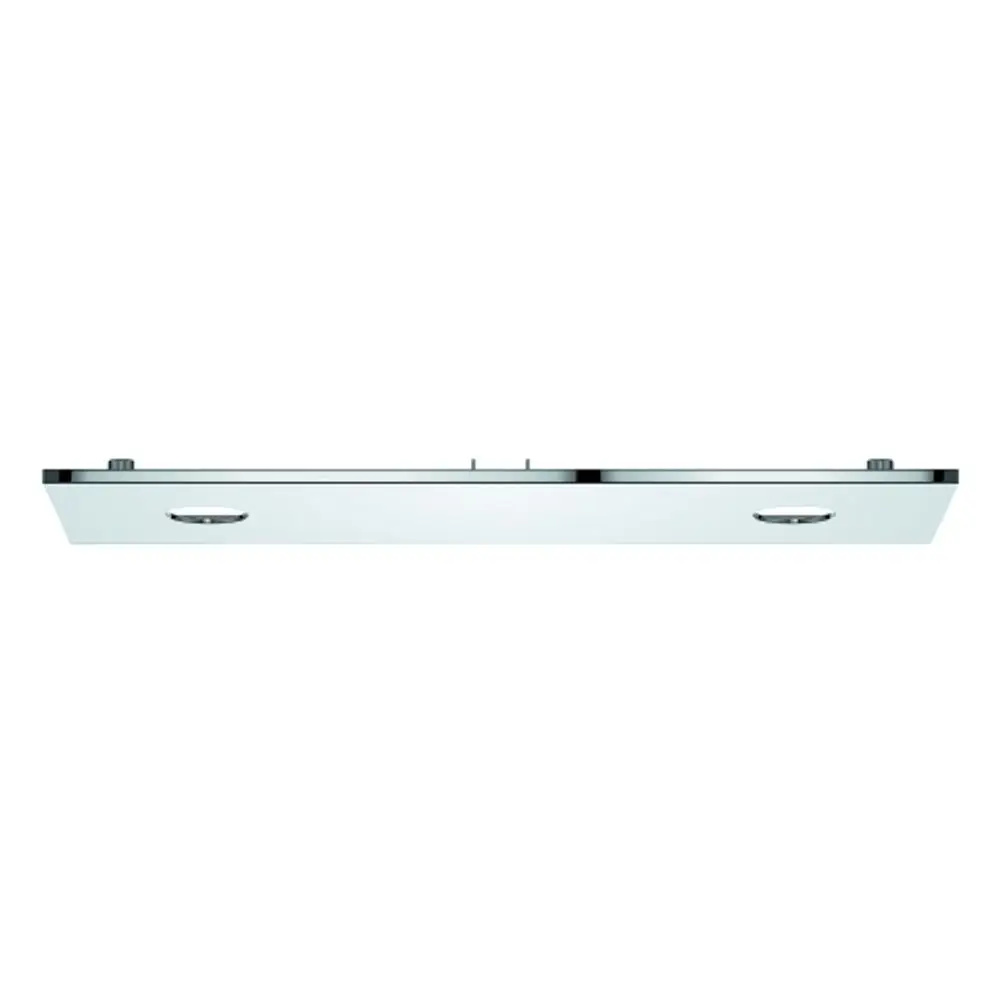 Grohe Abdeckung in Chrom für Deckenbrause, flaches Design mit zwei integrierten Strahlbildnern und Bedienelementen an der Oberseite.