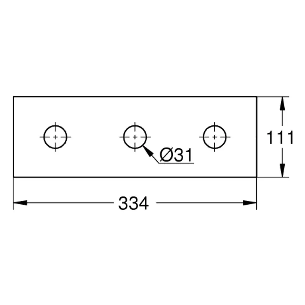 GROHE Abdeckung mit drei Bohrungen für Strahlbildner, rechteckige Form, mit einem Durchmesser von 31 mm, geeignet für Deckenbrausen, in einem neutralen Design.