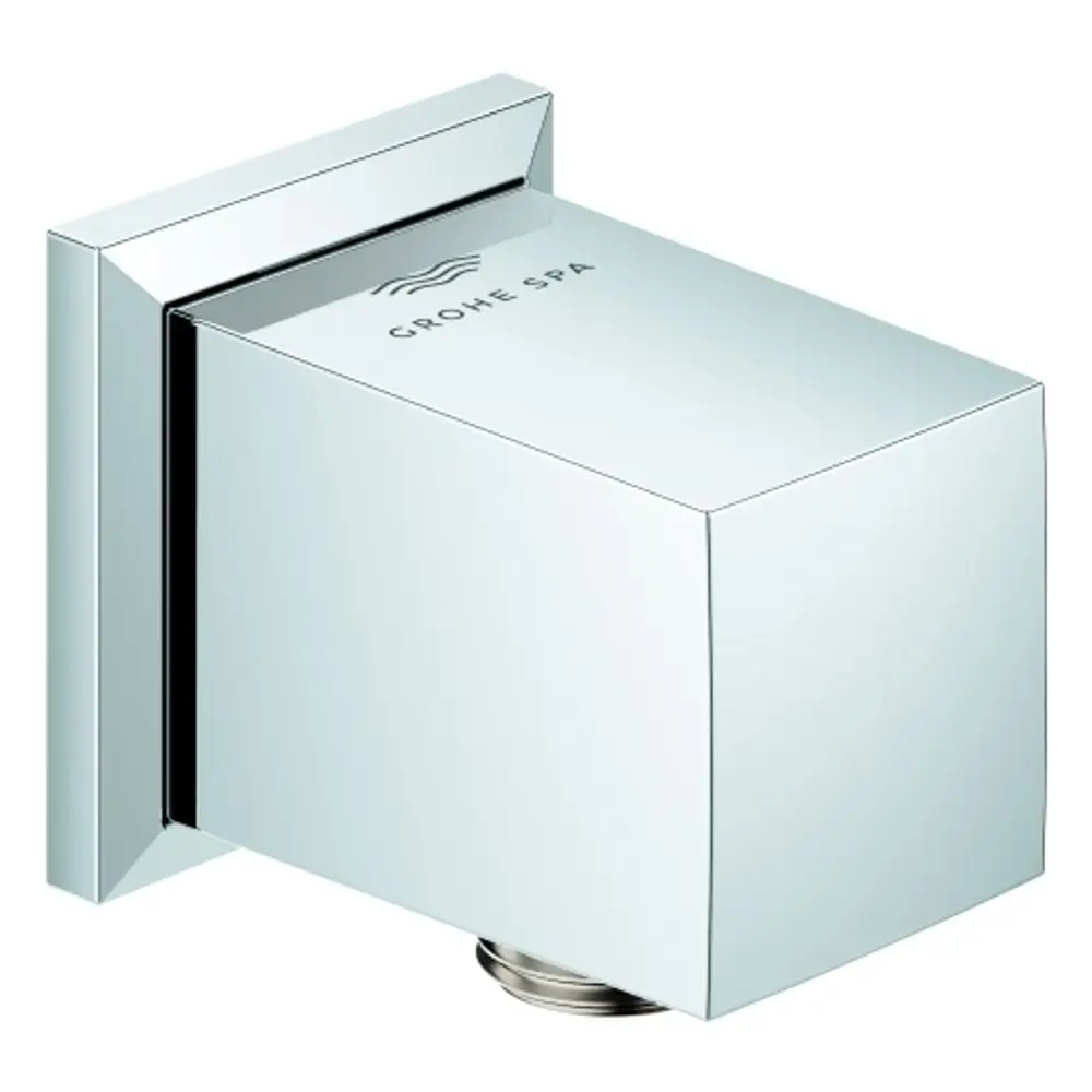 GROHE Wandanschlussbogen in Chrom-Optik mit rechteckiger Form. Geeignet für eine moderne Badezimmerinstallation. Schlichtes Design ohne sichtbare Befestigungselemente.