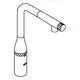 Grohe-Waschtischarmatur mit abgewinkeltem Auslauf und runder Brause. Design in Phantom Black, ohne weitere sichtbare Details oder Maßangaben.