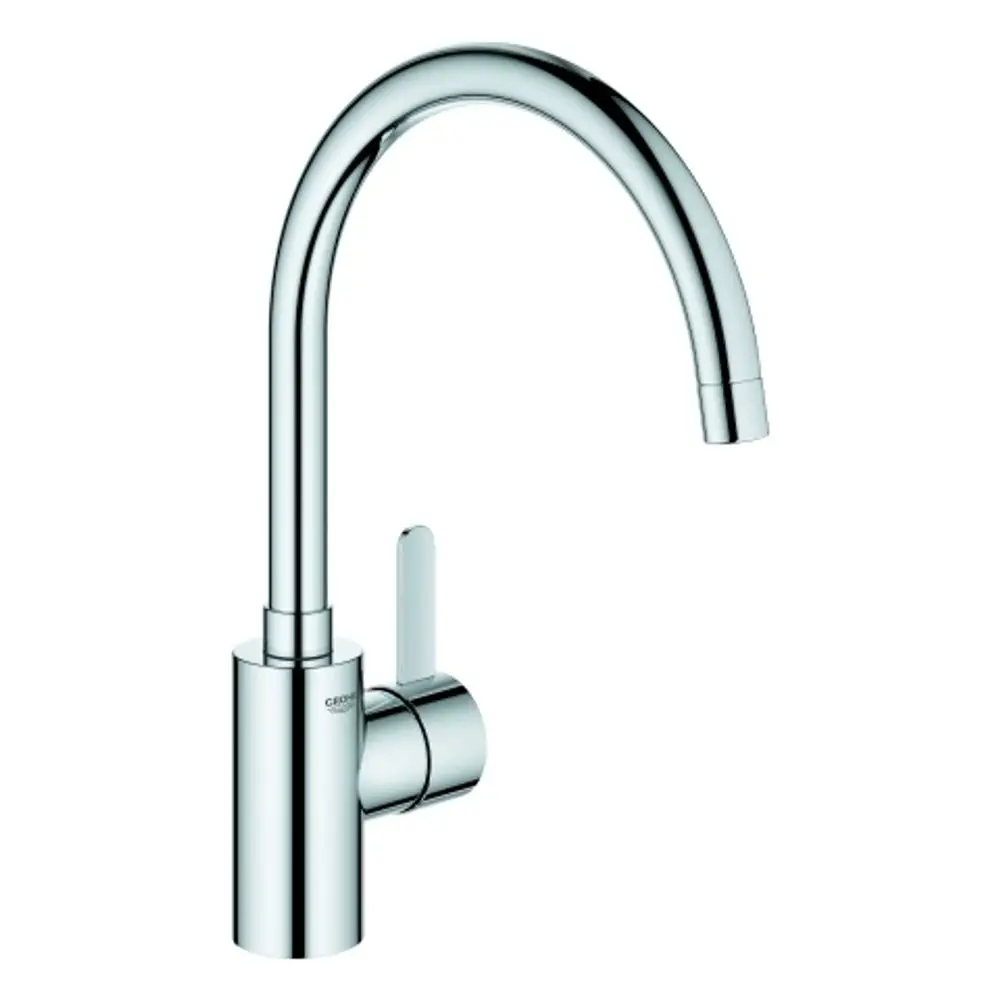 Grohe Wasserhahn mit hohem Auslauf in verchromter Ausführung, ausgestattet mit einem einhebeligen Bedienhebel für die Temperatur- und Mengenregulierung.
