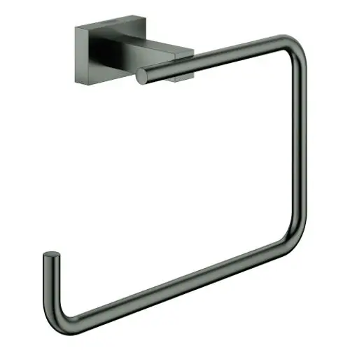 GROHE Handtuchring in gebürstetem hartem Graphit. Rechteckige Wandhalterung mit einem Bogen für das Handtuch, minimalistisches Design.