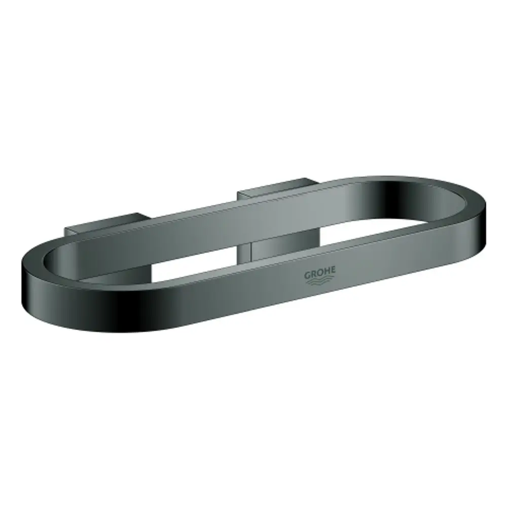 Handtuchring von Grohe in hard graphite, mit ovaler Form und zwei Halterungen zur Wandmontage. Design für Badezimmer-Accessoires.