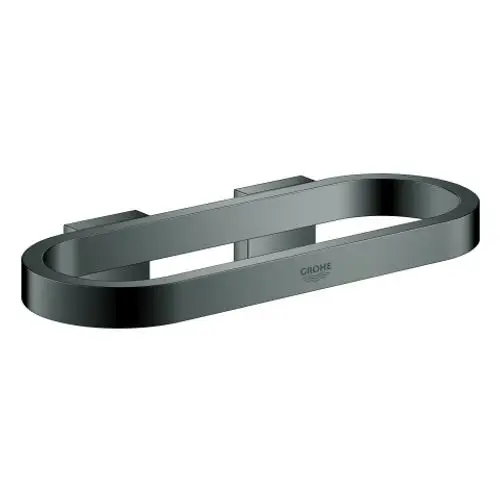 Handtuchring von Grohe in hard graphite, mit ovaler Form und zwei Halterungen zur Wandmontage. Design für Badezimmer-Accessoires.