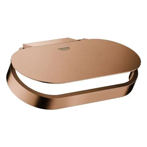 GROHE WC-Papierhalter mit Deckel in gebürstetem warm sunset-Finish, ovaler Form und einer stabilen Halterung. Geeignet für die Montage an Wänden im Badezimmer.