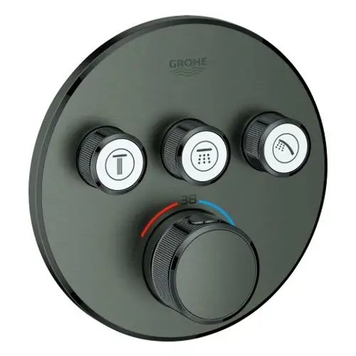 GROHE Thermostat Grohtherm SmartControl 29121 FMS rund 3 ASV hard graphite geb., 29121AL0, Artikel in Kategorie