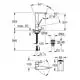 GROHE Waschtischbatterie mit digitalem Display, in chrom, mit detaillierter technische Zeichnung, die Maße und Anschlussdetails zeigt.