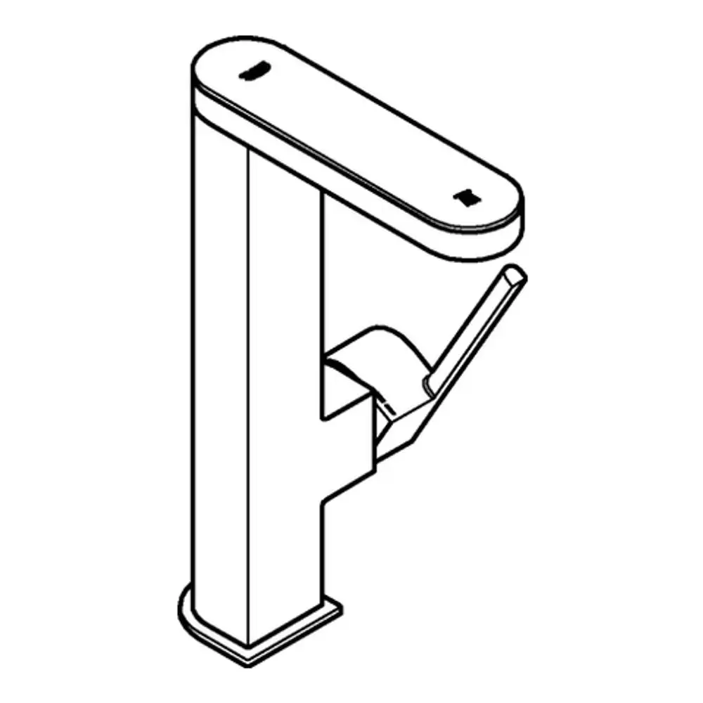 GROHE Armatur mit einem digitalen Display und einem Hebel. Die Oberfläche ist in glänzendem Chrom gehalten. Die Form ist modern und funktional.