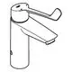Grohe-Faucet mit langem Hebel und breiter Auslauföffnung, in schlichtem Design. Geeignet für Waschbecken; zeigt eine klare Formensprache.