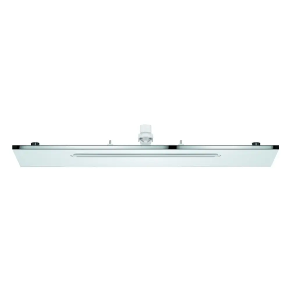 Grohe Deckenbrause mit flacher, rechteckiger Abdeckung in Chromoptik. Die Montagestelle ist sichtbar, ohne sichtbaren UP-Körper.