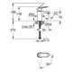 Grohe-Waschtischbatterie mit einer Höhe von 375 mm, einer Ausladung von 92 mm und einer Drehbewegung von 90° für eine flexible Handhabung.