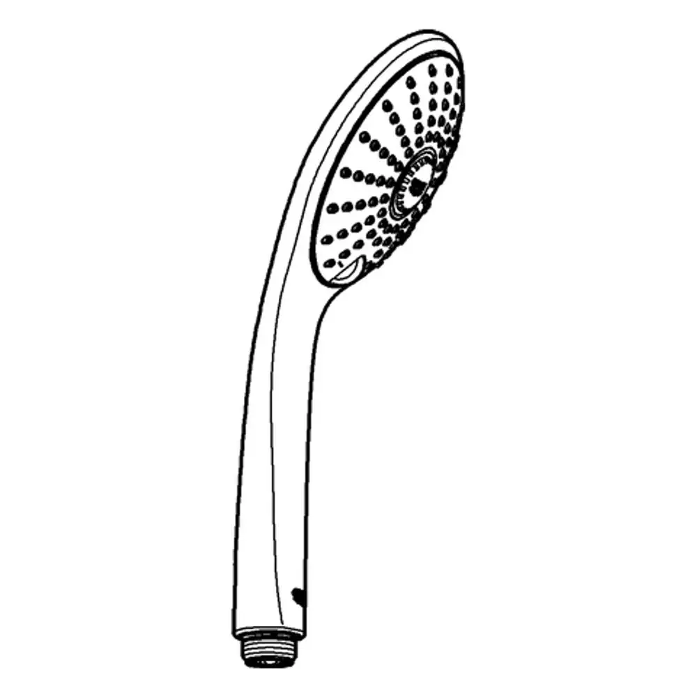 Handbrause mit ergonomischem Griff und mehreren Düsen für verschiedene Strahlarten, in chromfarbener Ausführung. Hersteller: Grohe.