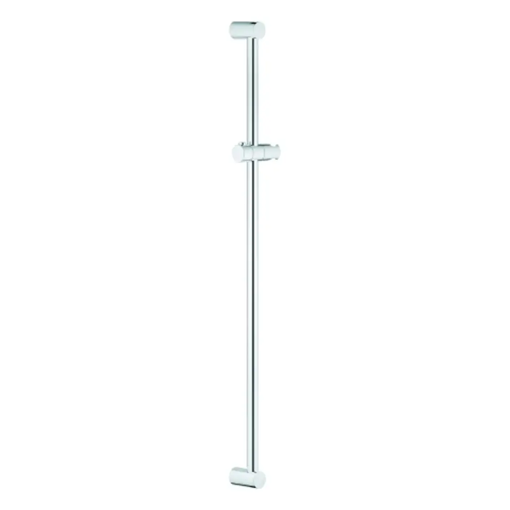 Vertikale chromfarbene Brausestange von Grohe mit zwei Halterungen zur Befestigung. Minimalistisches Design, geeignet für moderne Badezimmer.