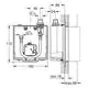 Technisches Diagramm eines Grohe UP-Einbaukastens, mit Abmessungen und Anschlussdetails, dargestellt in Seitenansicht und Frontansicht, ohne spezifische Maße.