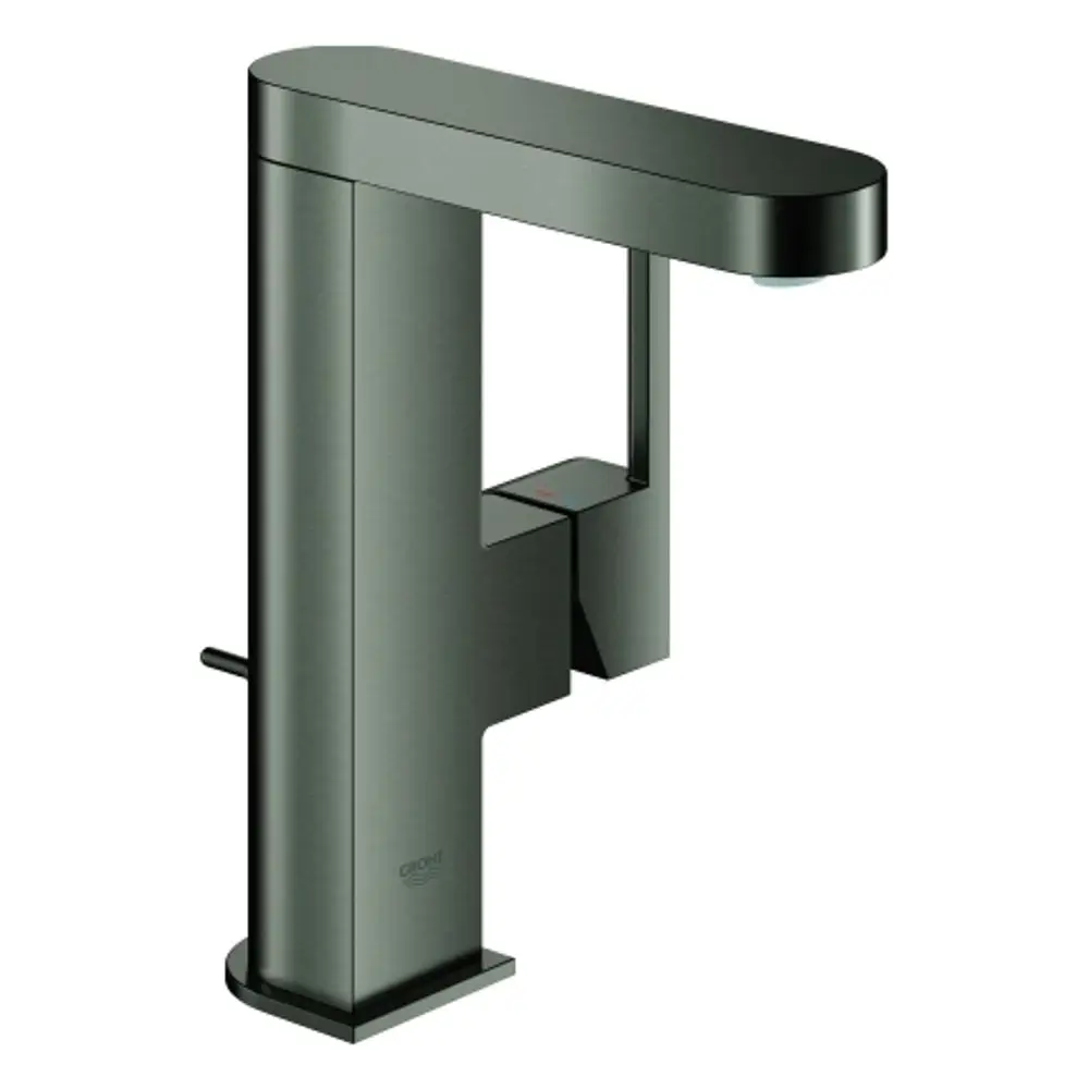 GROHE Wasserhahn mit schwenkbarem Auslauf in der Farbe hartes Graphit. Modernes Design mit klaren Linien und einem unteren Bedienhebel.