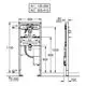 Technisches Diagramm eines Grohe WC-Elements mit Maßangaben und Installationsdetails, gezeigt aus Vorder- und Seitenansicht.
