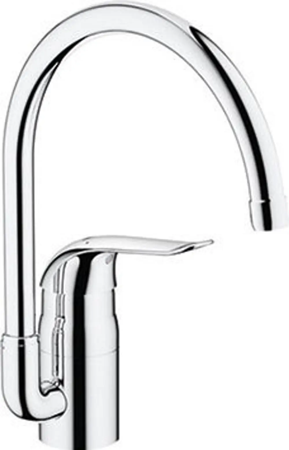 Grohe Wasserhahn mit hohem Auslauf in verchromter Ausführung, ausgestattet mit einer modernen Hebelbedienung. Ideal für Spüle oder Waschbecken.