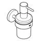 Seifenspender von Grohe mit Wandhalterung in einem schlichten Design. Der Spender hat einen Pumpmechanismus und ist aus Metall gefertigt.