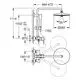 Duschsystem von Grohe mit Kopfbrause und Handbrause. Anordnung für Wandmontage mit klaren Maßen und Installationshinweisen in technischer Zeichnung.